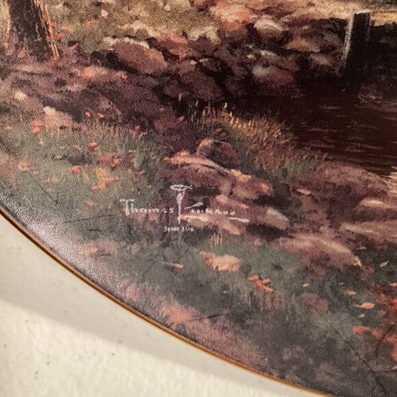 End of a Perfect Day Plate Wish You Were Here #1 Thomas Kinkade Cabin Canoe Duck - Picture 3 of 4